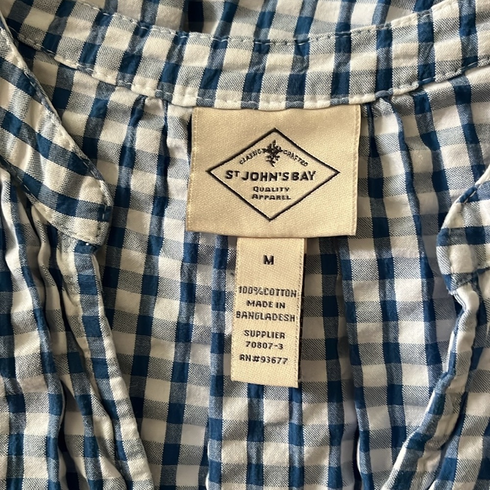 St. John’s Bay Blue White Gingham Women's Dress size Medium - Picture 9 of 10